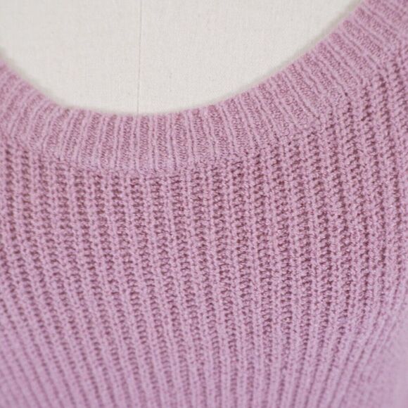 Express Purple Knit Small Scoop Neck Back Cut Out Sweater Viscose Cotton - Picture 2 of 9